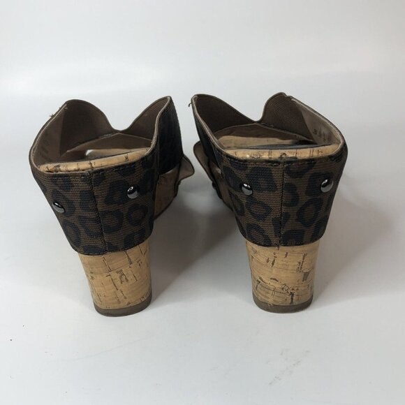 Maurices Womens Wedge Platform Heels Size 9 Rumor Slide Cork Animal Print Studs - Picture 4 of 12